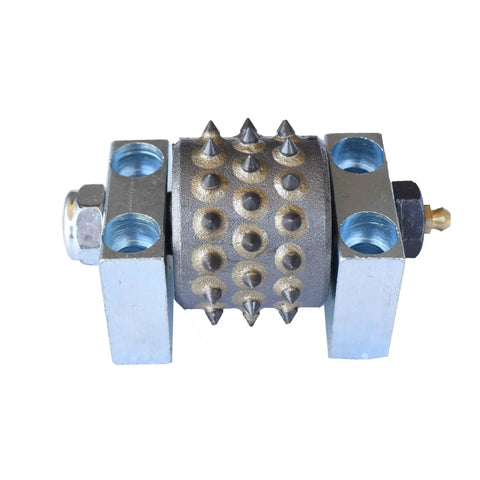 Beefed-Up 45 Pin Bush Hammer Replacement Heavy-Duty Roller with holder, showing carbide pins, for HTC floor grinders.
