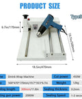 Heavy Duty Shrink Wrap Machine Kit With Heat Gun And Bar Sealer For 12 18 And 24 Inch Film Rolls shown with dimensions and details.