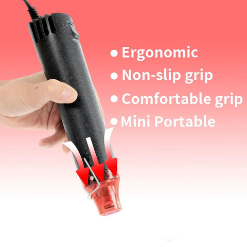 Person holding Crafts Heat Gun 110V 300W Handy Hot Air Tool with visible grip details and ergonomic design.