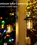 Outdoor Solar Lanterns With Hooks, No Fuss Easy Setup, waterproof metal wall lanterns illuminating a garden scene
