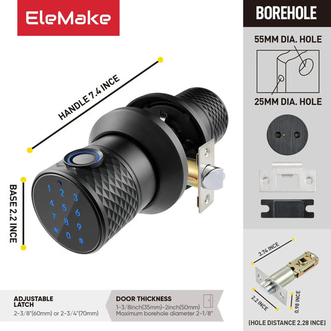 Smart Door Lock With Fingerprint And Keyless Entry, Touchscreen, Bluetooth App Control, And 4 In 1 Access Fingerprint, Black B400 shown in packaging
