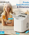 Countertop Ice Maker With Handle, Fast 6 To 8 Minute Bullet Ice Cubes, Produces 26 Lbs Per Day, Self Cleaning With Ice Basket And Scoop