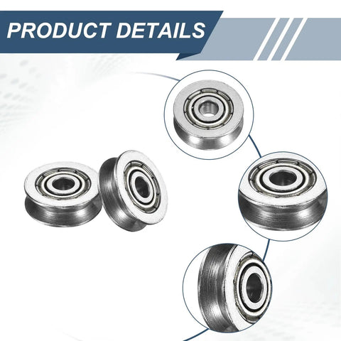 Image showing Six Pack Small V Groove Pulleys 3x12x4mm Aluminum Alloy Miniature Pulleys For Rail Track Linear Motion System Replacement