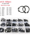All In One External Circlip Snap Ring Assortment Kit M5 To M20, 500Pcs Stainless Steel And Carbon Steel C Clip Retaining Rings