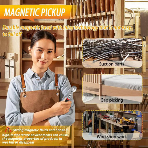 Extendable Magnetic Pickup Tool Set With 22 Lb Pull, Telescoping Magnet Stick And 360 Degree Swivel Inspection Mirror, Heavy Duty Reach For Grabbing Tools And Metal Parts, No Brainer Gift For Men And Dad, 2 Pack