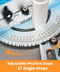 Killer Table Saw Miter Gauge System Featuring Twenty Seven Angle Stops And Beefy T Slotted Miter Bar With Removable Plate Plus Twenty Four Inch Multi Track Fence Jig Kit For Building close-up of angle adjustment with 27 stops
