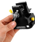 Person holding black Mini Bench Vise Clamp With Suction Base For Carving And Micro Sculptures, compact and lightweight.