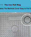 Durable Resin Sewer Manhole Cover And Frame With Easy Lift Handle For Garden Yard And Lawn Weather Resistant Plastic Access Hatch 40 By 40 Cm Easy Drainage Solution For Inspection And Maintenance with iron pull ring.