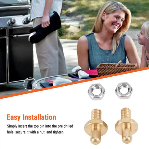 Stainless Steel Hinge Pin Replacement Kit For Summit Spirit Grills, 2 pcs shown with easy installation and grill setup
