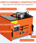 Dope 3000W Electric Hydraulic Rebar Bender Up To 1.3 Inch showing sturdy construction, adjustment block, angle adjustors, and controls.