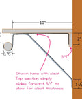 Heavy Duty Adjustable Closet Rod And Shelf Support Brackets diagram illustrating dimensions and sliding mechanism on wall.