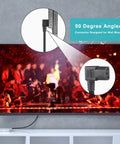 90 Degree Right Angle 1ft Power Cord NEMA 5-15P To IEC C13 Flat Plug 16AWG Angled AC Cable for TV wall mount in tight spot