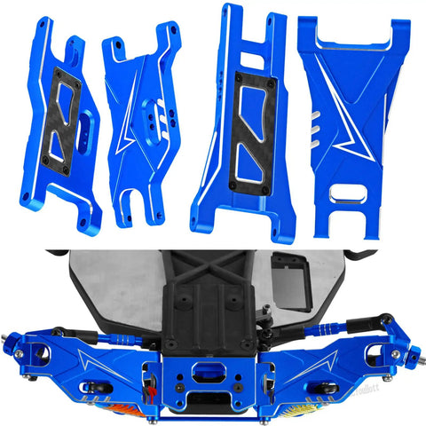 Alloy Front And Rear A Arms Upgrade For 1/10 Rustler 2WD And Stampede 2WD VXL RC Cars Navy Blue CNC Machined 6061 T6 Aluminum