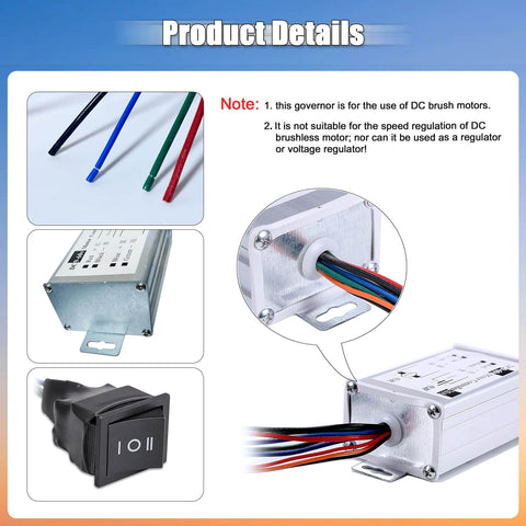 DC Motor Speed Controller With Pulse Width Modulation PWM For 12V 24V 36V 48V 60V Systems Dimmer Governor Monitor 1200W 20A CW CCW