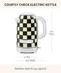 Electric Kettle With Stainless Steel Body In Black And White Courtly Check Pattern For Quick Boiled Water A Game Changing Pick For Tea Or Coffee In A Modern Kitchen, 8-cup capacity