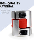 Flexible Aluminum Plum Jaw Spider Shaft Coupling For 8mm To 10mm Shafts, Perfect For Servo And Stepper Motors, Great For 3D Printers And CNC Machines, Red Color, 25x30mm Housing, Durable Polyurethane Insert Plug And Play Ready