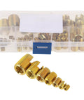 50Pcs Brass Tone Self Tapping Slotted Thread Inserts Kit For Quick Thread Repair No Pre Threading Needed Strong Tensile Strength And Vibration Resistant Easy To Use Thread Repair Tool Set, brass inserts in storage case
