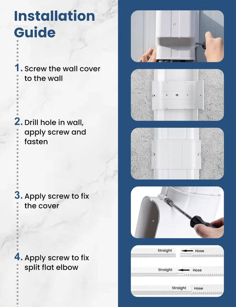 Installation guide for 4 Inch Mini Split Line Set Cover Kit For PVC Tubing White Cover For Central Air Conditioning And Heat Pump Systems Hide Refrigeration Pipes Create A Clean Look On Outdoor Walls Durable Weather Resistant Easy Install Keeps Piping Neat