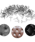 Kick Up Your DIY Game With Sleek Stainless Steel Upholstery Tacks Delivered Straight To Your Door With Top Shelf Decorative Furniture Nails Designed For Easy Sofa And Headboard Projects, including shiny silver tacks and tufted leather samples.