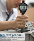 ALLmeter digital bore gauge in use on engine cylinder bore with 50–160mm range and interchangeable probes