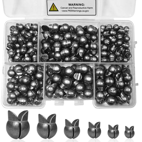 120Pcs 200Pcs Fishing Weights Sinkers Premium Split Shot Round Removable Sinkers set in box with six sizes for freshwater and saltwater