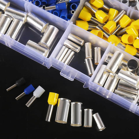 Assorted 400 Piece Wire Ferrule Terminal Kit With Silver Plated Copper Ferrules Crimp Connectors in a compartment box