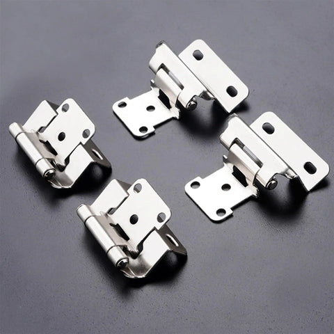 Two Pack Self Closing Cabinet Hinges Set For Cupboard, Desk, And Furniture Doors, Soft Close Overlay Flush Hinges, Durable Metal, Silver Finish
