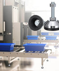 Heavy duty adjustable leveling feet with 2.36 inch base and M12 thread support up to 1300 lb shown in industrial setting