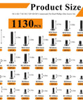 Top Shelf Metric Micro Screw And Hex Nut Assortment Kit With 1130 Pieces Black Carbon Steel fasteners in assorted sizes and quantities.