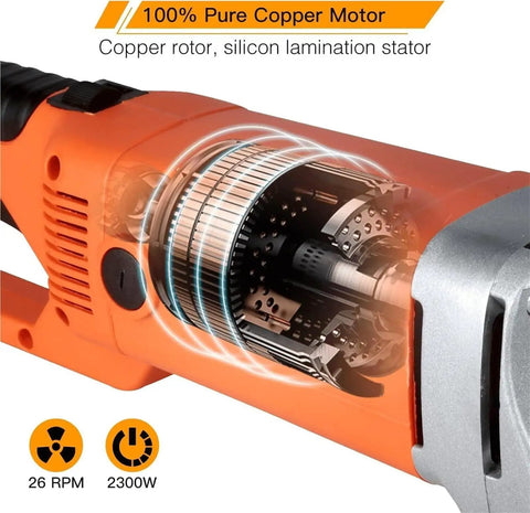 Close-up of 2300W Heavy Duty Electric Pipe Threader's pure copper motor showcasing components for enhanced threading performance.