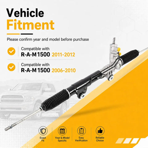 Fresh Hydraulic Power Steering Rack And Pinion Fits Ram 1500 Trucks From Years 2006 Through 2012 showing detailed fitment info and design.