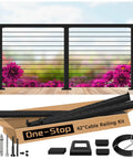 Totally Modular Cable Railing Kit For Decks And Patios Featuring 42 Inch Stainless Wire Posts, matte black finish, complete assembly with accessories.