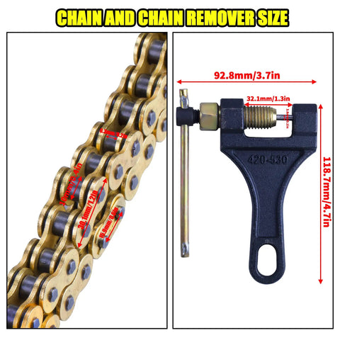 Honda Compatible 520 X Ring Chain And Chain Breaker Kit 120 Links with measurements shown