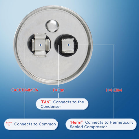 Top view of 50uF 440V AC Round Start Capacitor For Heat Pumps And Air Conditioners, 370V Or 440V Compatible, CBB65