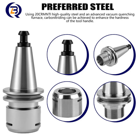 ISO20 ER20 Collet Chuck Holder With G2.0 Balance, High Speed CNC Milling Spindle Tool Set, stainless steel close-up