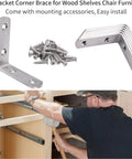 Heavy Duty Stainless Steel L Bracket Corner Brace Right Angle Support 65X65Mm Woodworking Fastener 6 Pack with screws for furniture assembly.