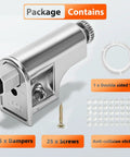 Twenty Five Pieces Soft Close Cabinet Door Dampers includes 25 dampers, screws, tape, and anti-collision stickers for easy install.