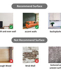 Recommended and non-recommended surfaces for Antique Mirror Effect Peel And Stick Wall Panels Set of 35 in Gatsby Gold Brown Acrylic.