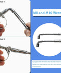 Heavy Duty T Bolt Hose Clamps Kit, 28 Piece Six Size Assortment, 304 stainless clamps with M8 and M10 wrench for tightening.