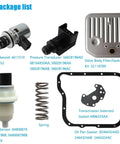 Governor Pressure Sensor Solenoid Kit For Dodge Ram 1500 2500 3500 Dakota Durango 2001 Through 2009 And Jeep Grand Cherokee 2001 Through 2004 With A500 A518 A618 42RE 44RE 46RE 47RE 48RE Trans Includes EPC Solenoid And Valve Body Kit Plug N Play components displayed