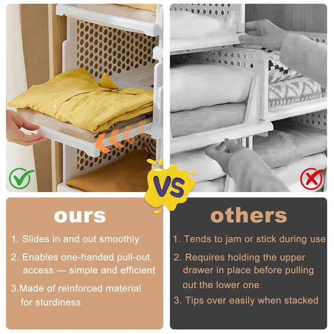 Comparison of One Hand Pull Out Closet Organizers Pack Of Five With Smooth Sliding Wardrobe Drawers Stackable Closet Bins vs others