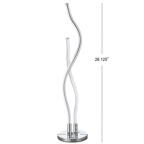 Chrome Integrated LED Table Lamp With Slim Iron Ribbon Design Energy Saving Desk Light For Living Room Or Bedroom ETL Listed 26.25 Inch Tall Cool To Touch And Pet Safe