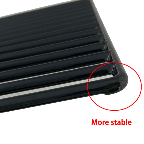 Close-up of Premium Porcelain Coated Cast Iron Cooking Grates Set Of Two Twelve And Three Eighths By Nineteen And One Quarter Inches showing stable corner design.