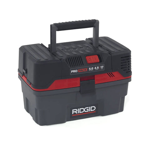 ProPack 4.5 Gallon Portable Wet Dry Shop Vacuum With Toolbox Design For Easy On The Go Cleanup 5.0 Peak HP Motor