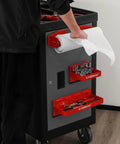 Red Magnetic Toolbox Shelf Set For Any Metal Surface, 4 Piece Organizer with trays and paper towel holder on tool cart