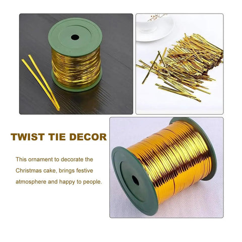 Get Your Hands On This Automatic Twist Tie Machine For Gold Wire Bundling That Ties Up Cables In A Flash With Fast Operation And Super Speed Sealing Gear Perfect For Any Tight Job, showcasing gold twist ties on a spool.