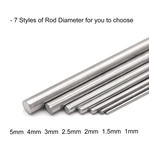 1mm By 300mm 304 Stainless Steel Round Rods - Rust Resistant Solid Shaft Bars For DIY Crafts, Model Cars, Helicopters, Airplanes, Lathe Stock, 10 Pcs displayed in various diameters