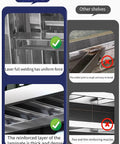 Comparison of Heavy Duty Garage Shelving Unit, 78 Inch Adjustable 4 Tier Stainless Steel Storage Rack with weld quality and reinforcement details.