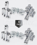 Finger Style Stainless Steel License Plate Bolts Kit 4 Pcs For Motorcycle Chopper Dope Windshield Trim Car Tag Frame Universal Replacement With Nuts And Washers Silver