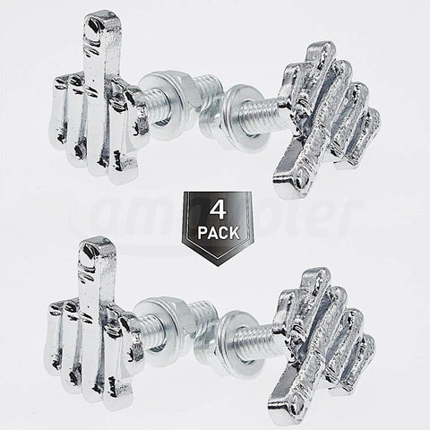 Finger Style Stainless Steel License Plate Bolts Kit 4 Pcs For Motorcycle Chopper Dope Windshield Trim Car Tag Frame Universal Replacement With Nuts And Washers Silver